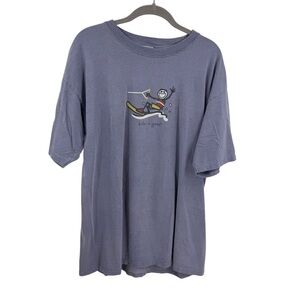 LIFE IS GOOD Mens Water Skiing Short Sleeve T-Shirt Blue Size Large